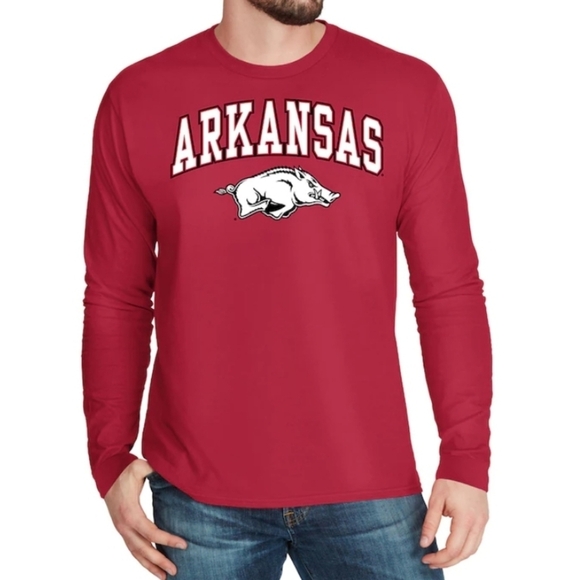 Arkansas Razorbacks Red 100% Cotton Long Sleeve T-Shirt Size 2XL - Picture 1 of 7